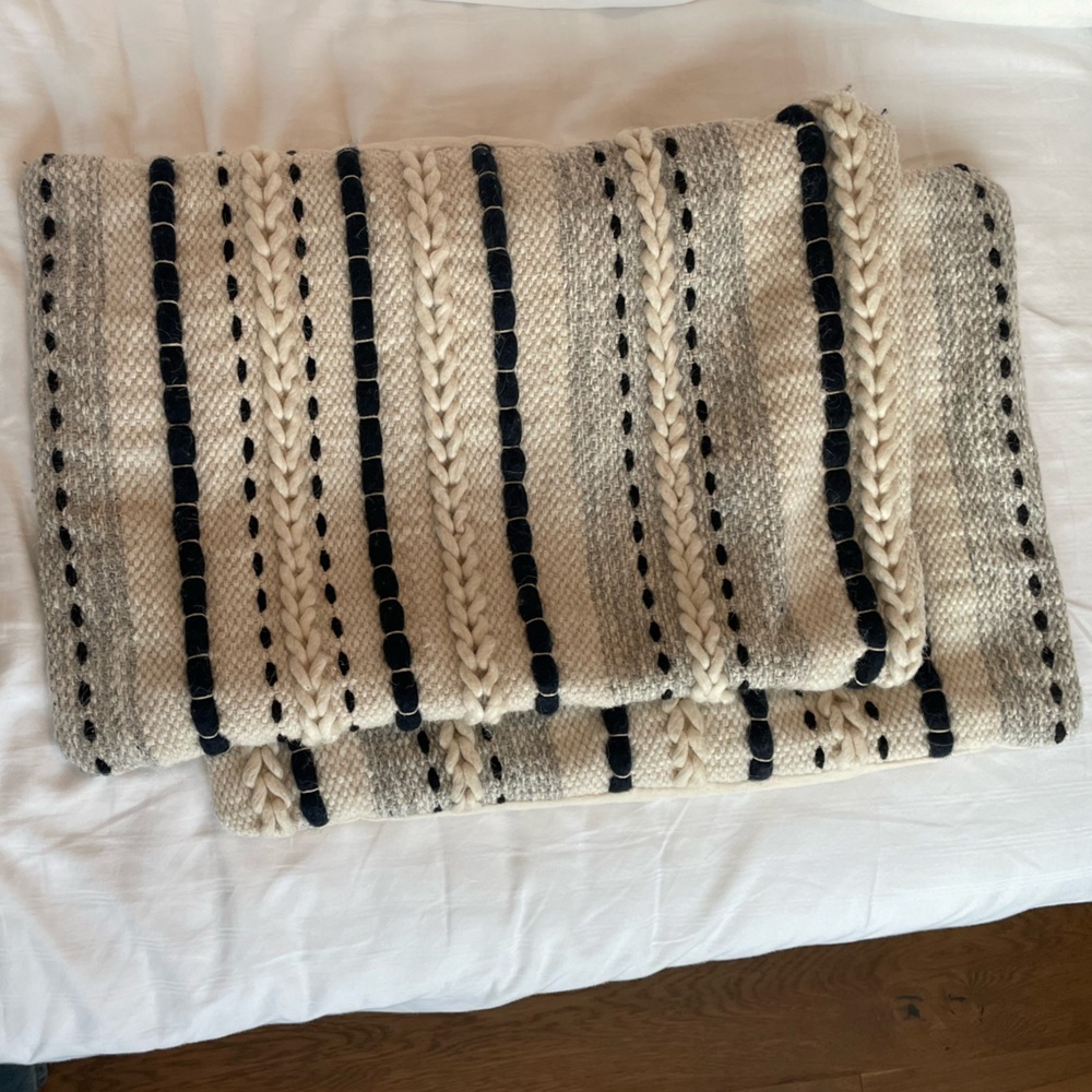Knitted Striped Cream and Black Pillow Cases (2)